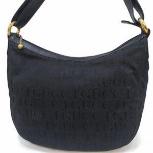 Gucci Dark Blue Hobo Bag with Gold Accents